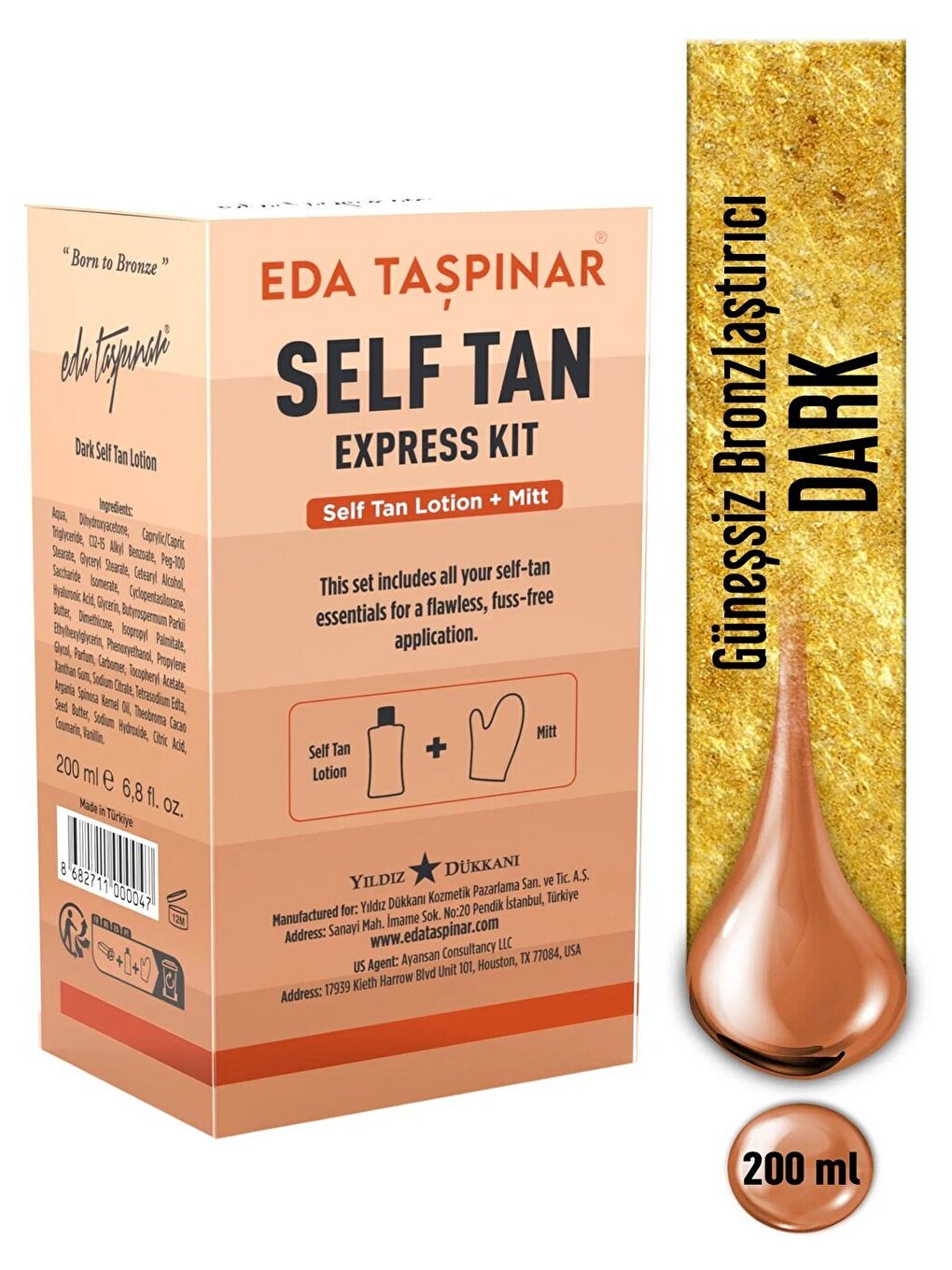 Dark Güneşsiz Bronzlaştırıcı Losyon Self Tanning Eldiven Hediyeli - 200 ml-1