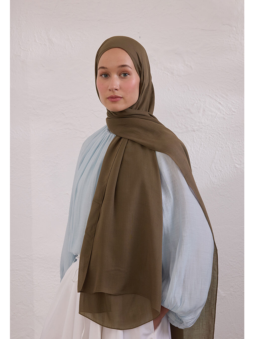 Kahverengi Soft Viskon Şal Tozlu Kahve-3