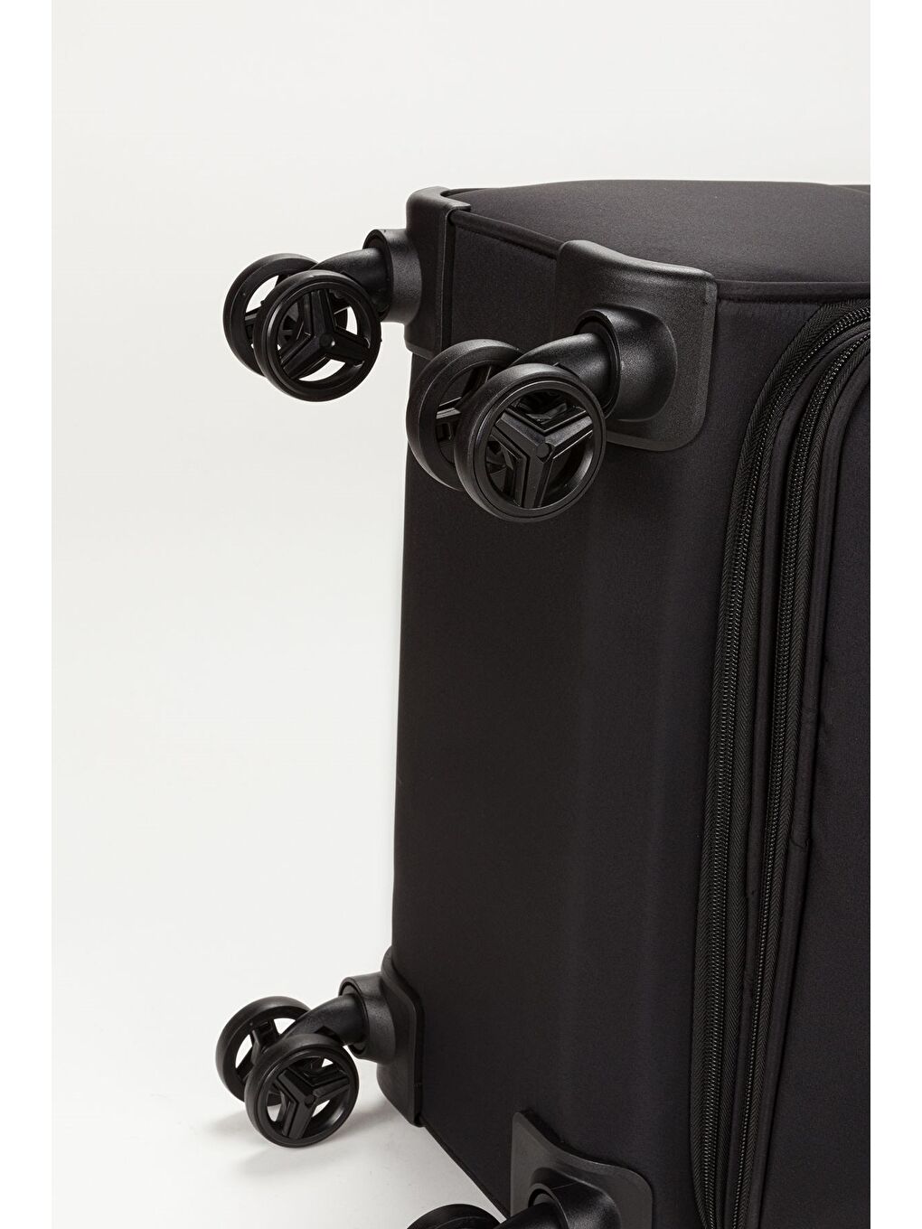 Unisex  Ekstra Hafif Siyah Kumaş Büyük Boy Valiz-7