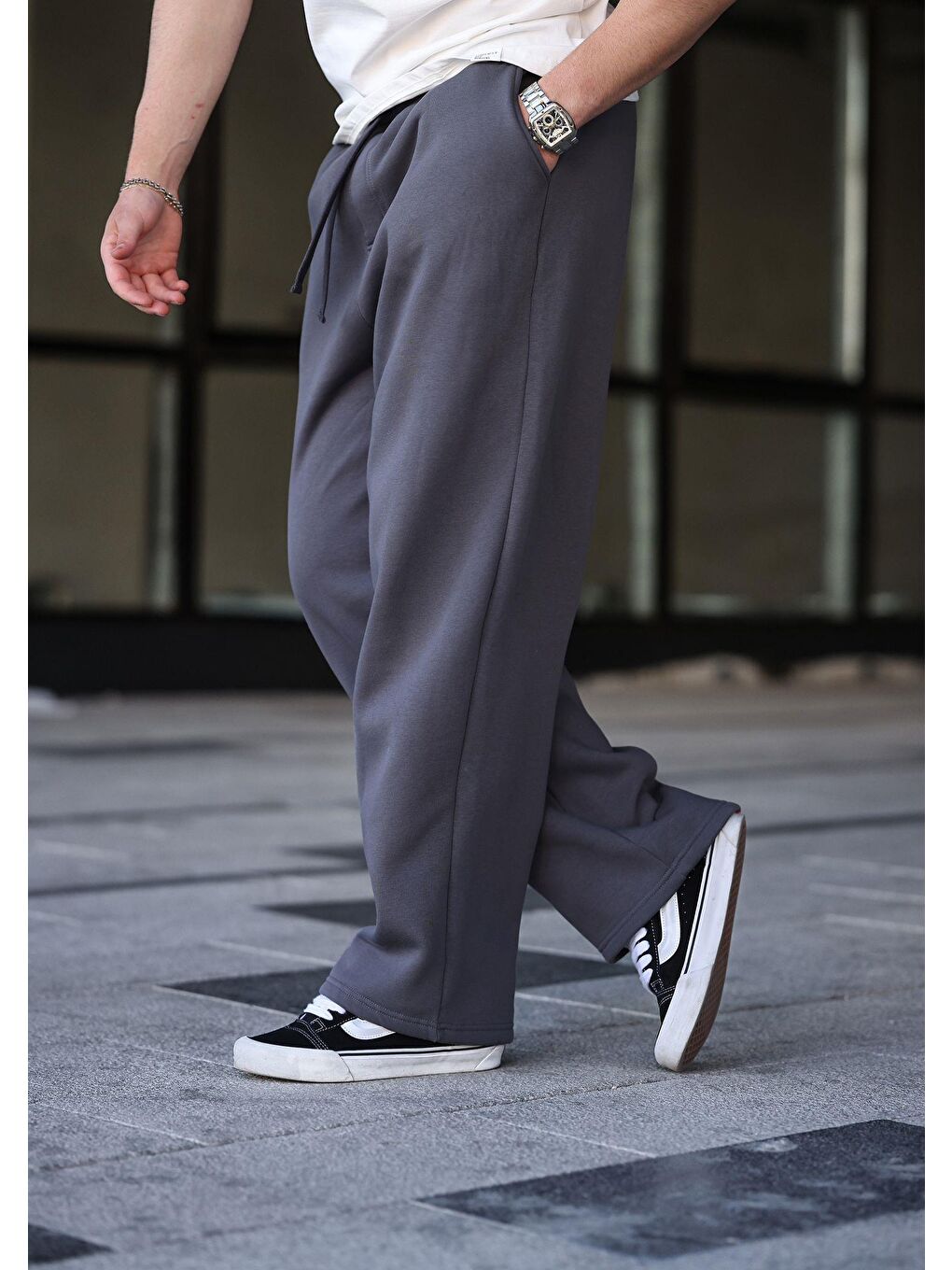 Gri Füme Rahat Kesim Erkek Eşofman Altı E6578-2