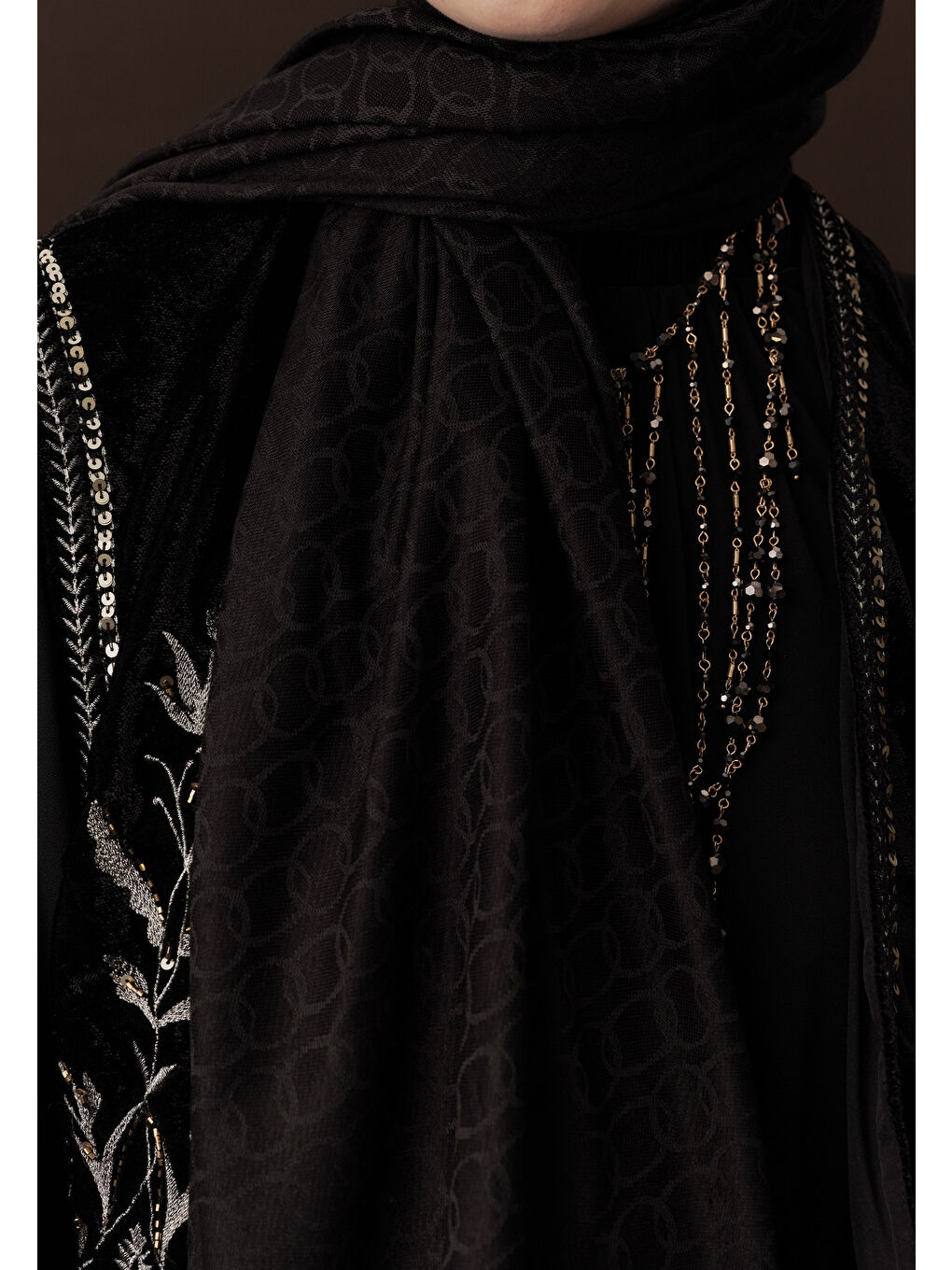 Premıum Yünlü Düz Şal Siyah-3