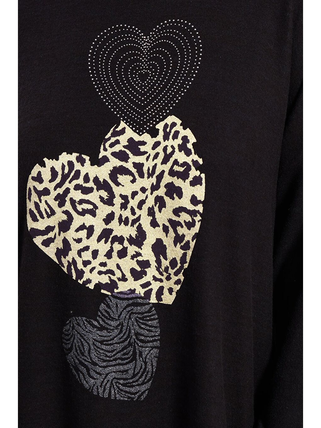 Siyah Büyük Beden Bisiklet Yaka Uzun Kollu Pelüş Kazak 285050-3