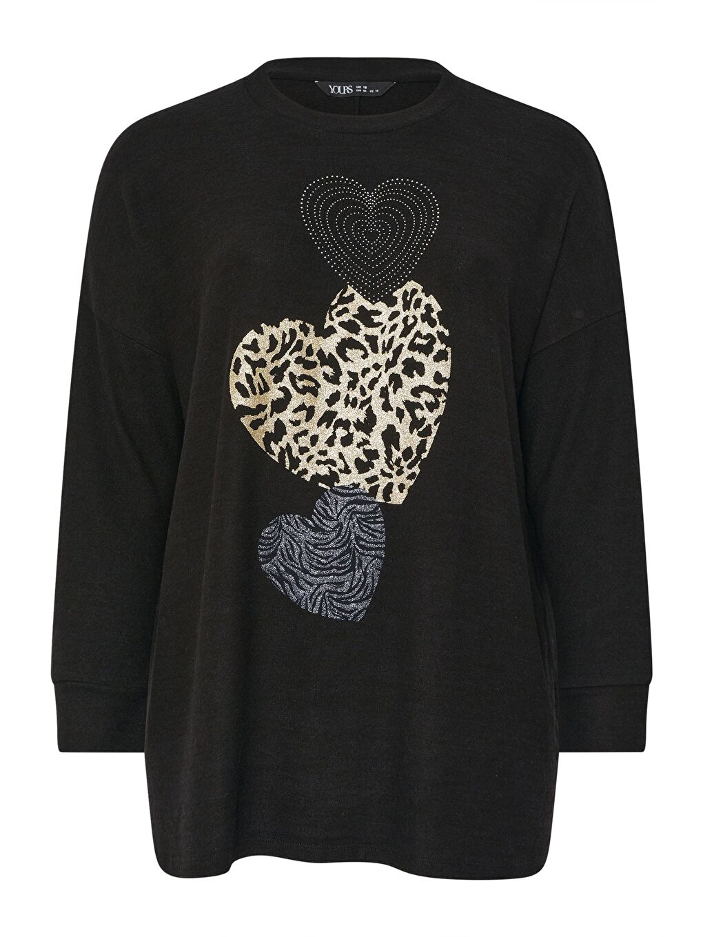 Siyah Büyük Beden Bisiklet Yaka Uzun Kollu Pelüş Kazak 285050-4