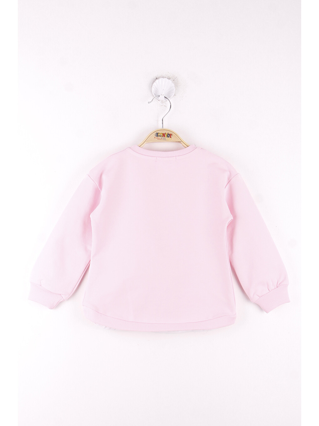 Pembe Kız Çocuk Kedi Baskılı Sweatshirt-1