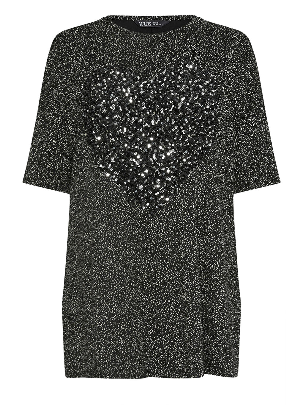 Siyah Büyük Beden Bisiklet Yaka Payet İşlemeli Yırtmaç Detaylı Bluz 303080-3