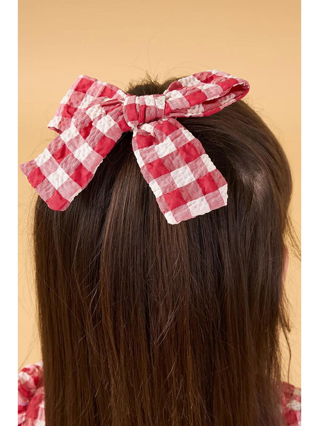 Karışık Kız Çocuk Pamuklu Kırmızı Ekose Balon Etekli Elbise-4