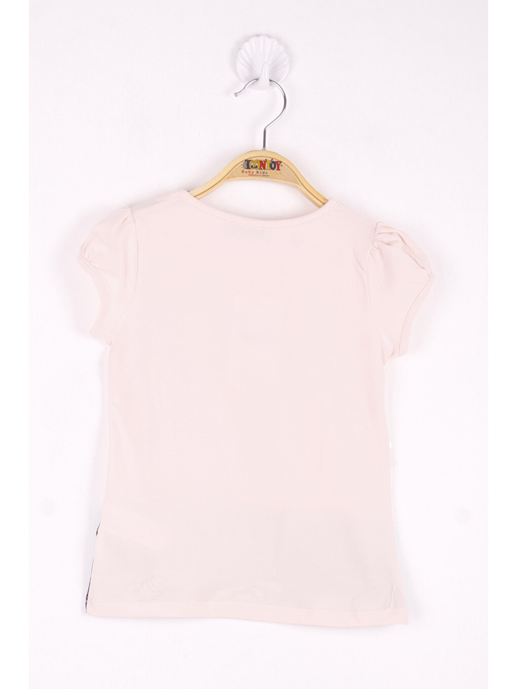 Pembe Kız Çocuk Pul İşemeli Baskılı T-shirt-1