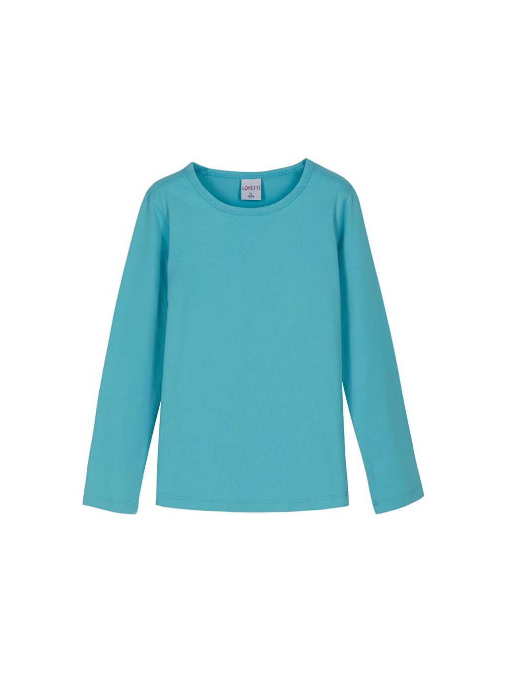 Açık Turkuaz Kız Çocuk Düz Basic Elastanlı Uzun Kollu Tişört