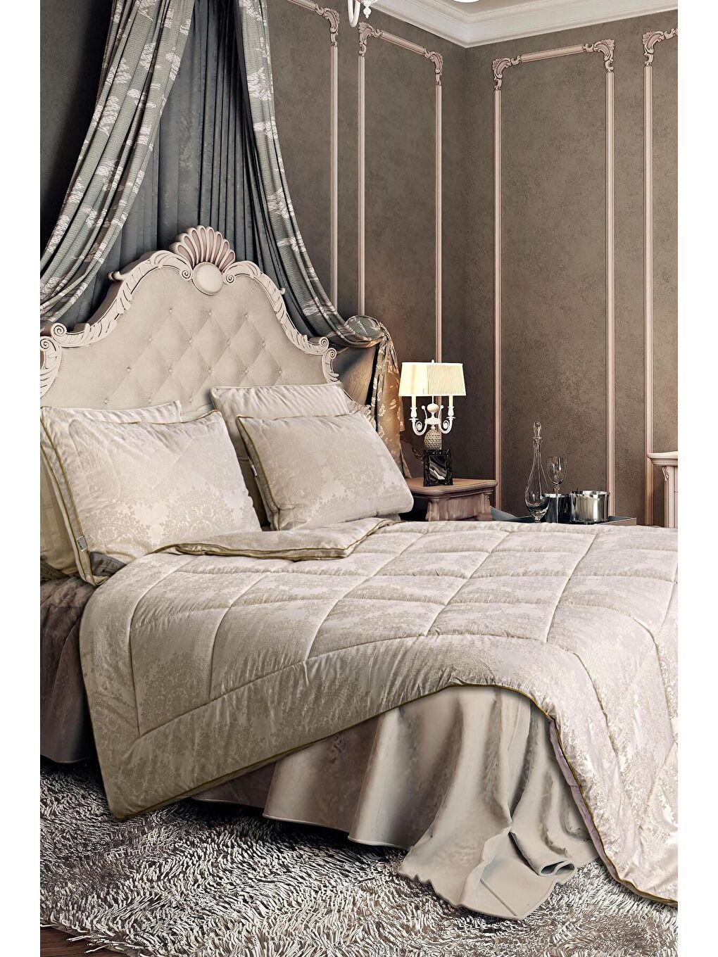 Bej Nottingham İpek Yorgan King Size