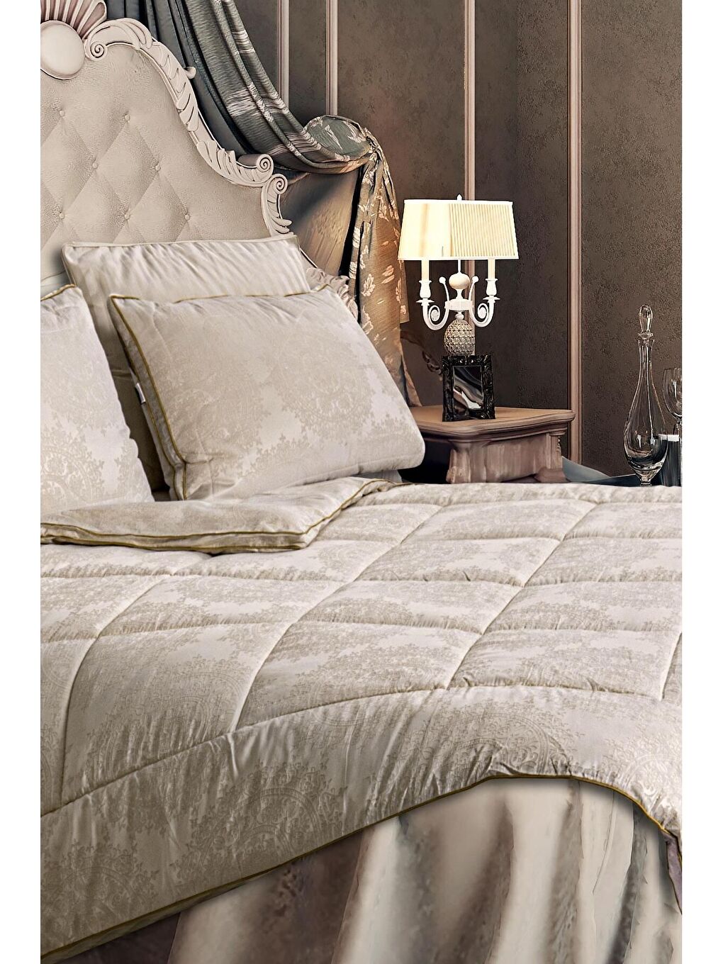Bej Nottingham İpek Yorgan King Size-1