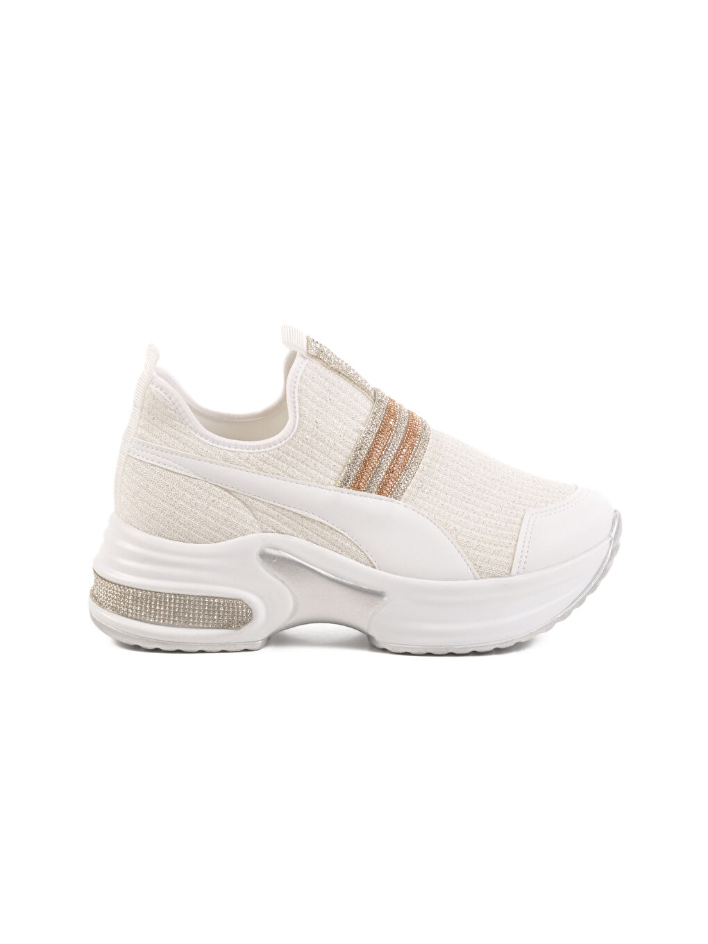 Beyaz Anorak Taşlı Kadın Sneaker 702307 Z