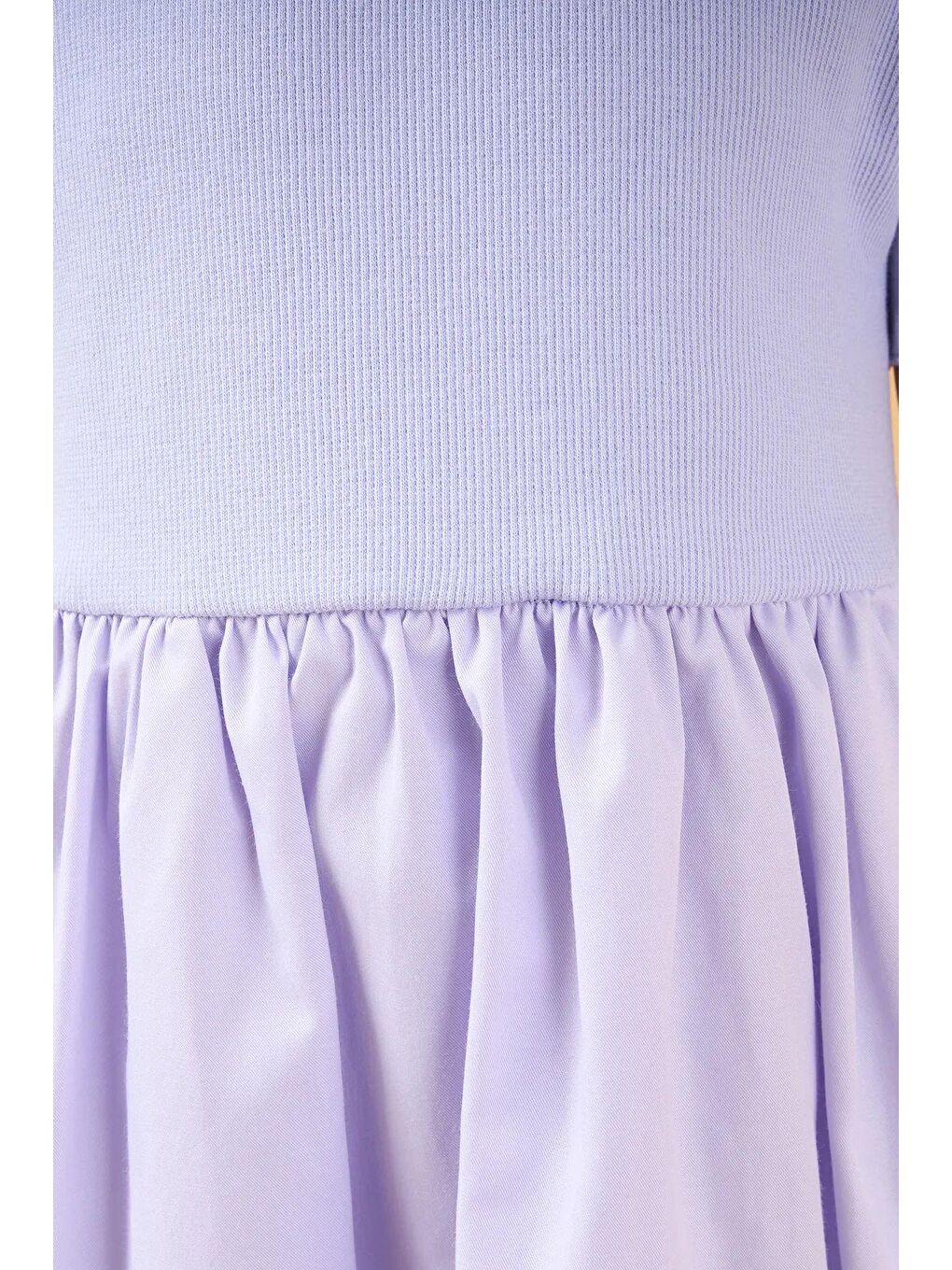 Lila Kız Çocuk Pamuklu Balon Etekli Kısa Kollu Elbise-4