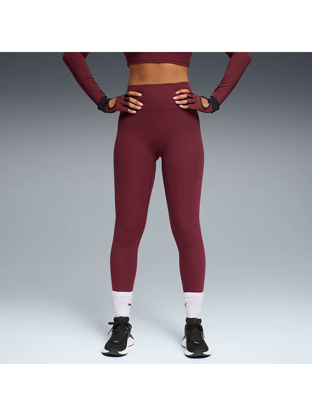 Bordo SHAPELUXE Kadın Yüksek Bel Antrenman Taytı-4