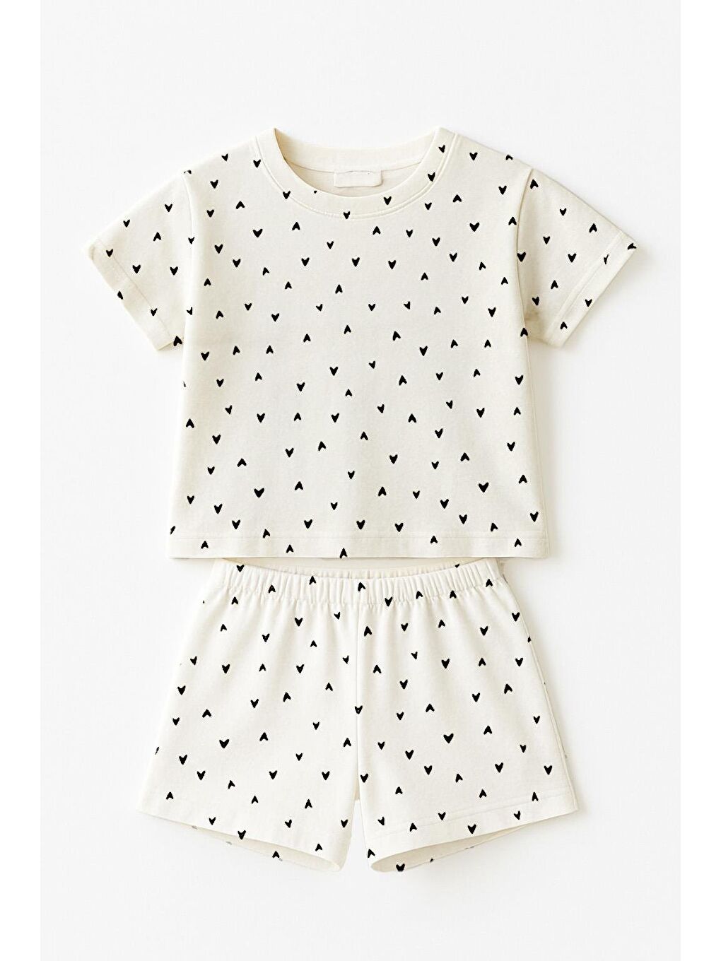 Bej Kız Çocuk %100 Pamuklu Metrajlı Şortlu Takım (3-4 Yaş 8-9 Yaş)-1