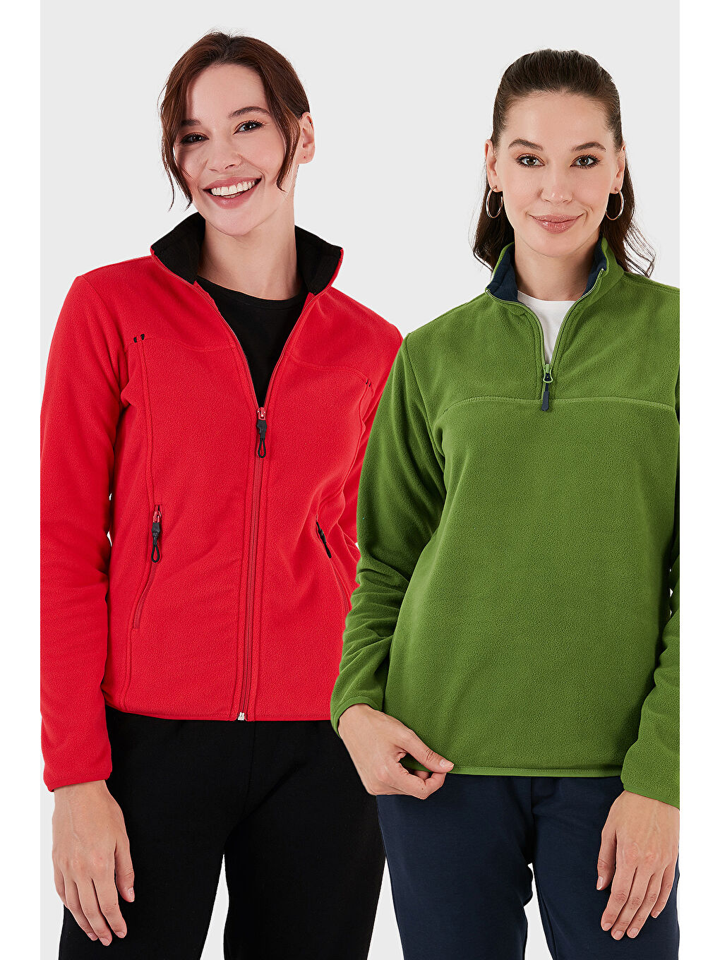 Yeşil Slim Fit Yumuşak Dokulu Anti-Pilling Tüylenme Yapmayan 2'li Paket Polar 590700200S2