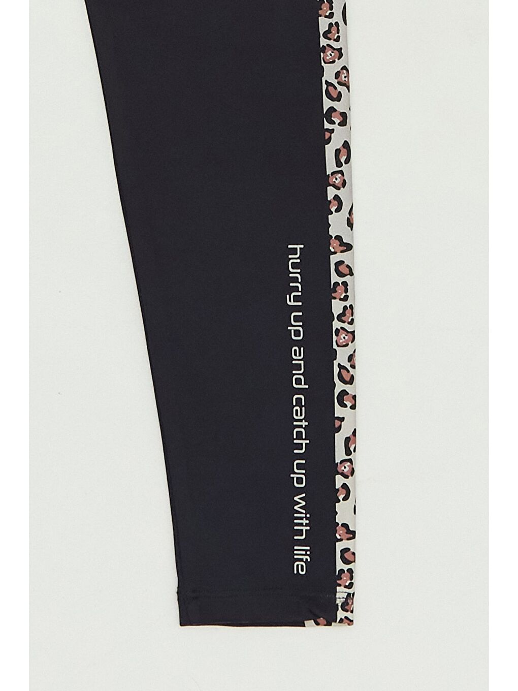 Siyah Leopar Desenli Şeritli Kız Çocuk Tayt-2