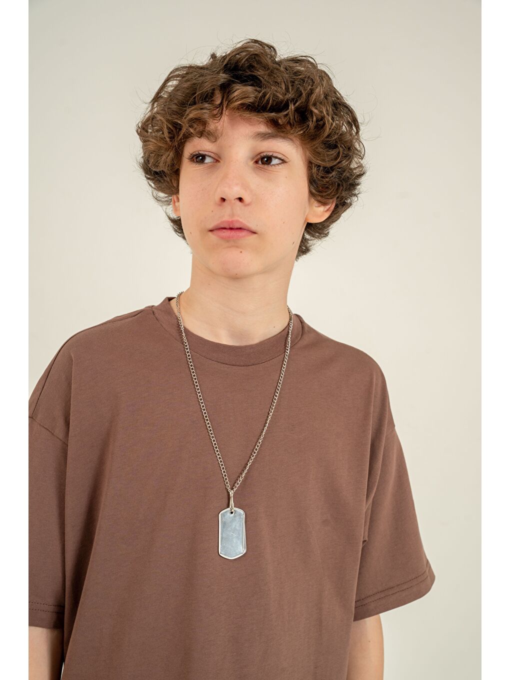 Kahverengi Athletic Arma Nakışlı Kolyeli Erkek Çocuk Şort - Tişört Takımı-4