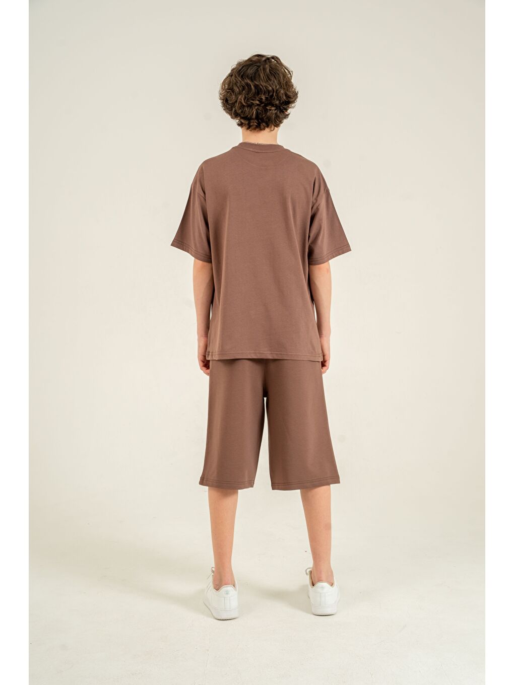 Kahverengi Athletic Arma Nakışlı Kolyeli Erkek Çocuk Şort - Tişört Takımı-6