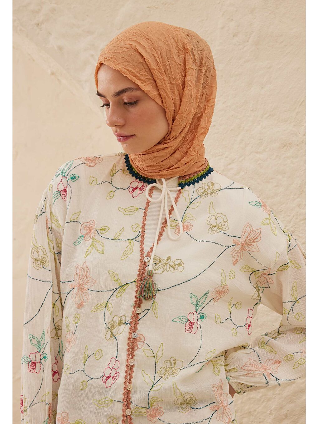 Pembe Vual Crash Şal Şeftalı-1