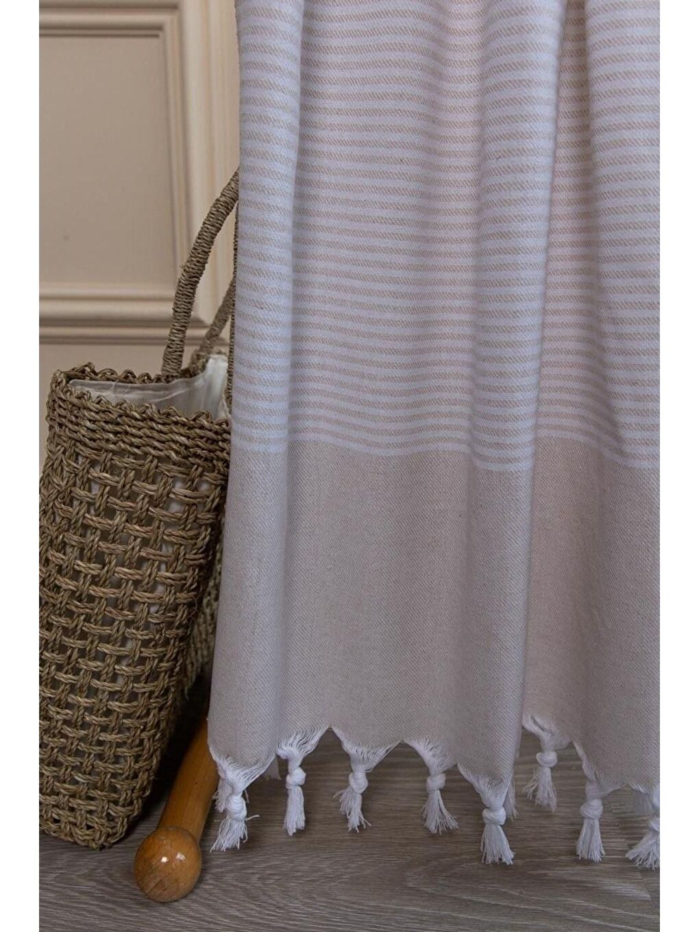 Bej 2 Adet %100 Pamuk Peştemal Büşra BEJ/90X180-1