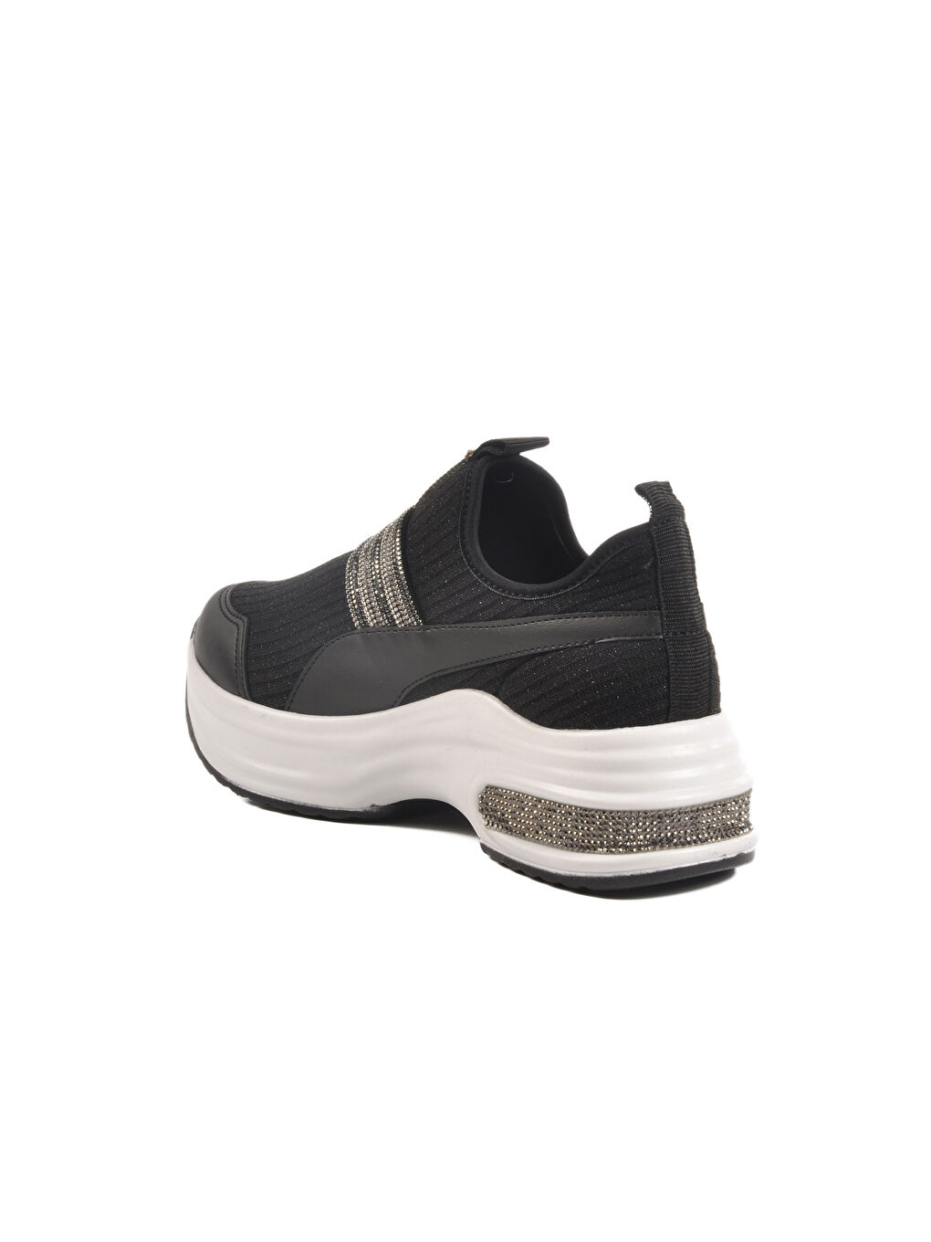 Siyah Beyaz Anorak Taşlı Kadın Sneaker 702307 Z-3