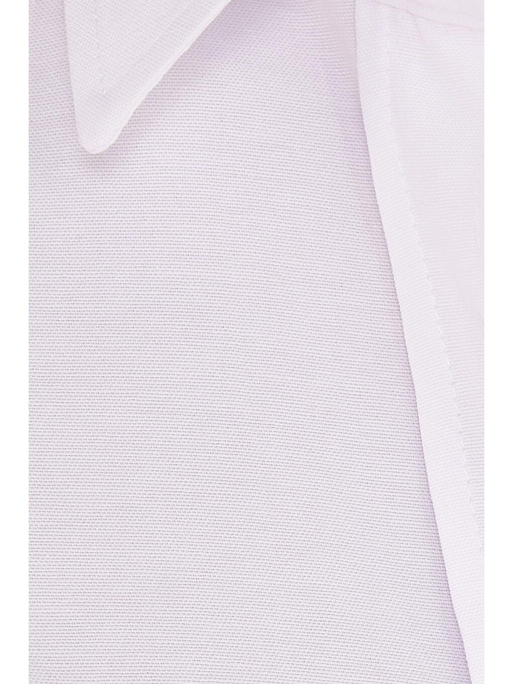 Kadın Slim Fit Dar Kesim Uzun Kollu Pamuklu Vücuda Oturan Dokulu Beyaz Basic Gömlek-5