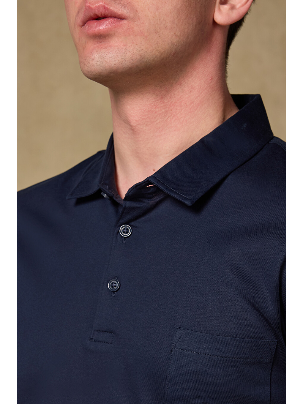 Bivo Merserize Pamuklu Modern Fit Lacivert Polo Yaka Erkek Düz Polo Shirt-2