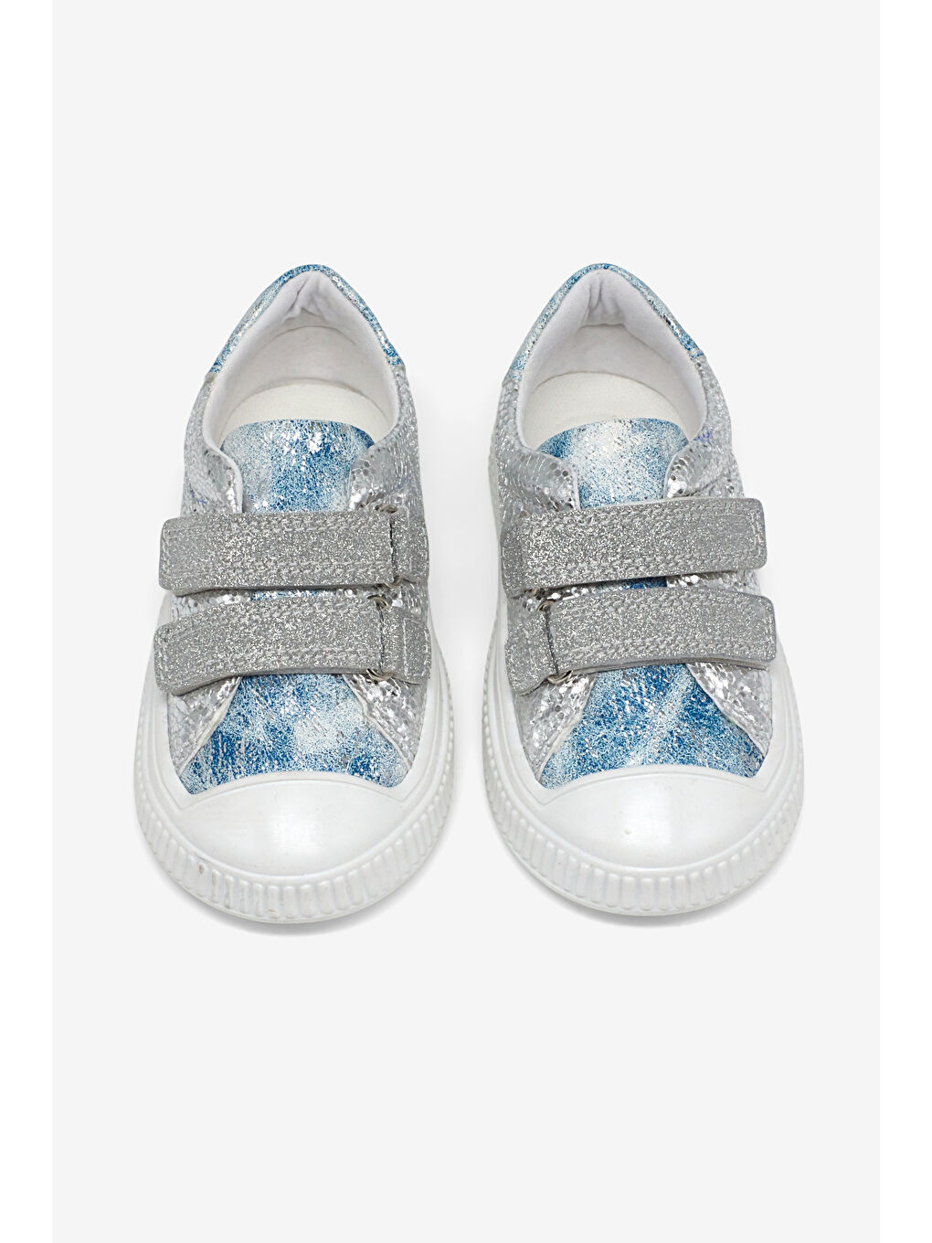 Gri Çocuk Unisex Gümüş Çoçuk Sim Detaylı Cırtlı Rahat Kalıp Sneaker-1