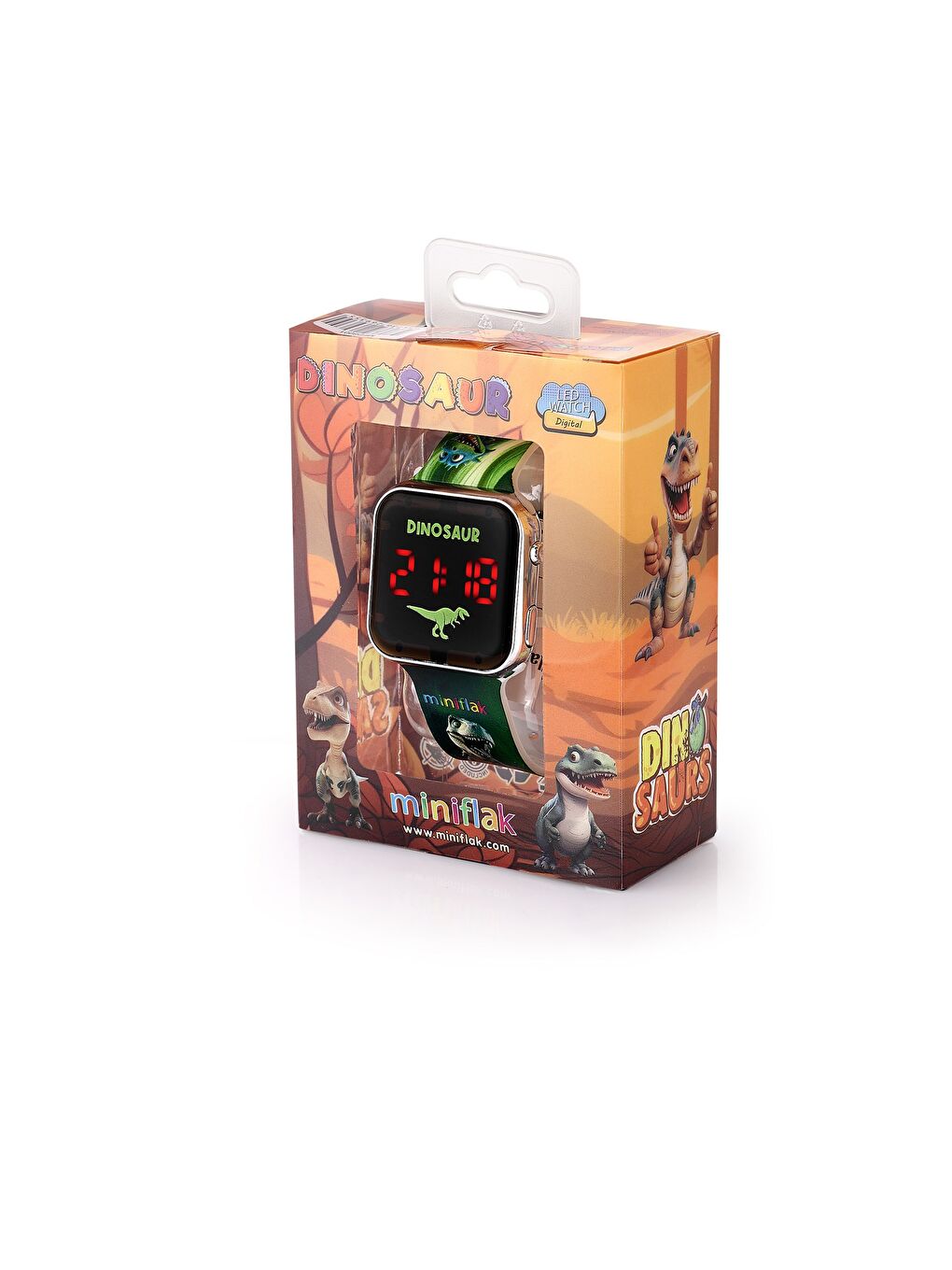 Yeşil Dinozor MFD8001 Square Led Çocuk Saati-2