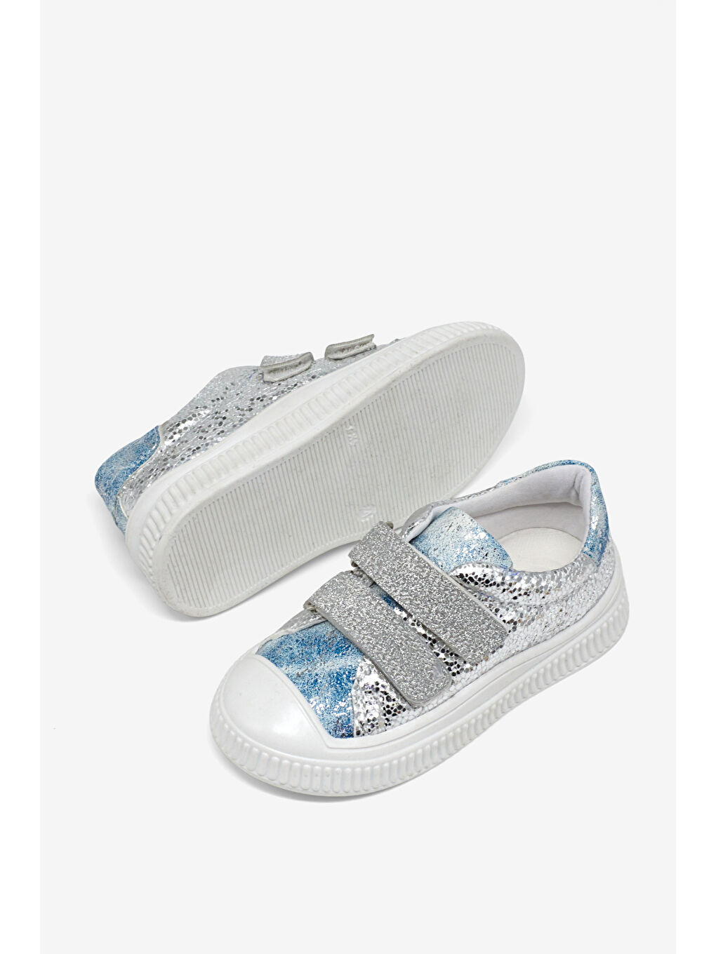 Gri Çocuk Unisex Gümüş Çoçuk Sim Detaylı Cırtlı Rahat Kalıp Sneaker-2