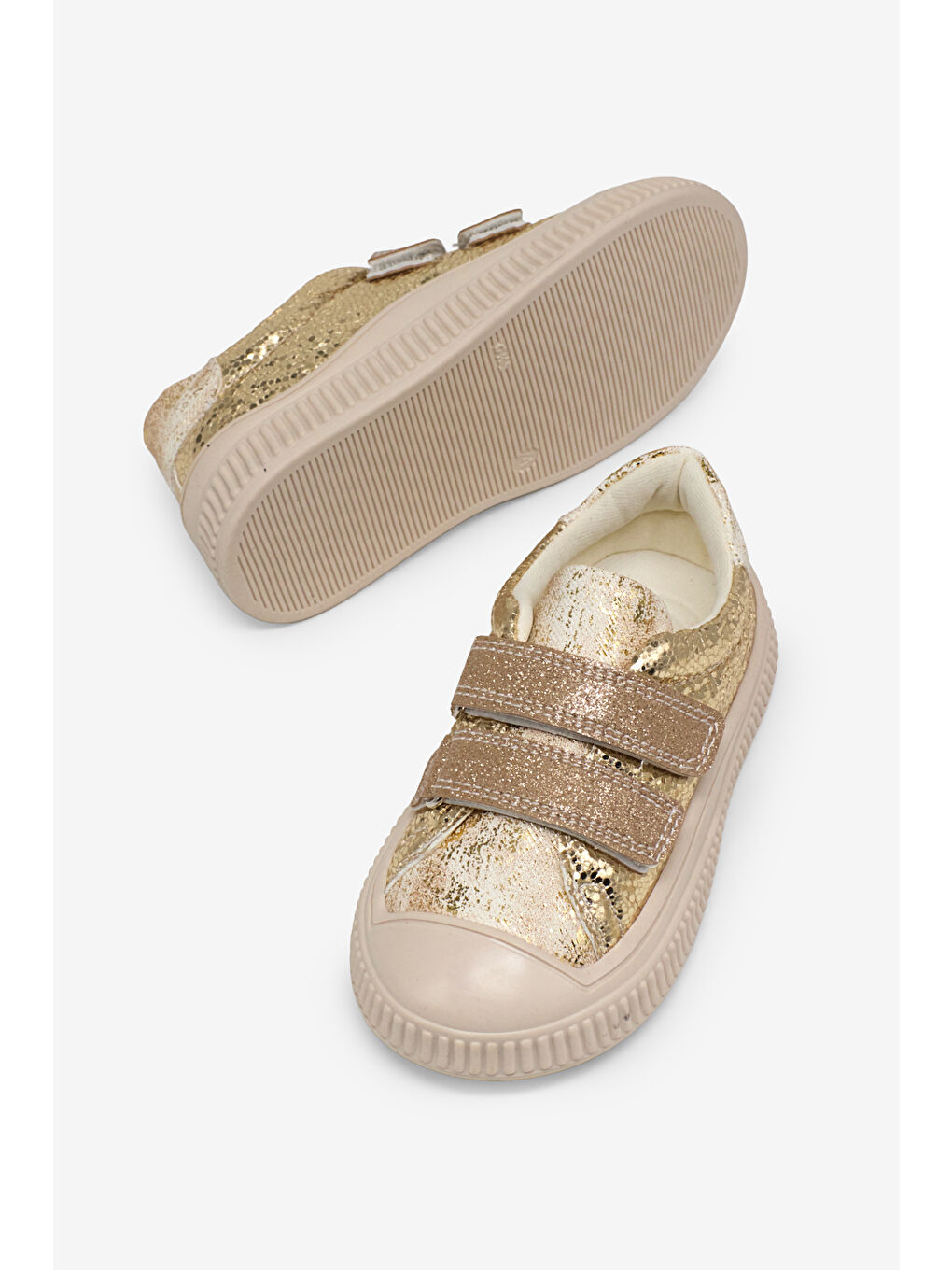 Sarı Çocuk Unisex Altın Çoçuk Sim Detaylı Cırtlı Rahat Kalıp Sneaker-2