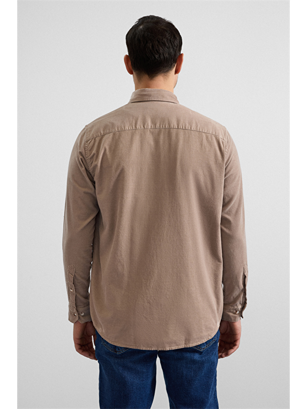 Bej Regular Düğmeli Yaka Casual Gömlek-4