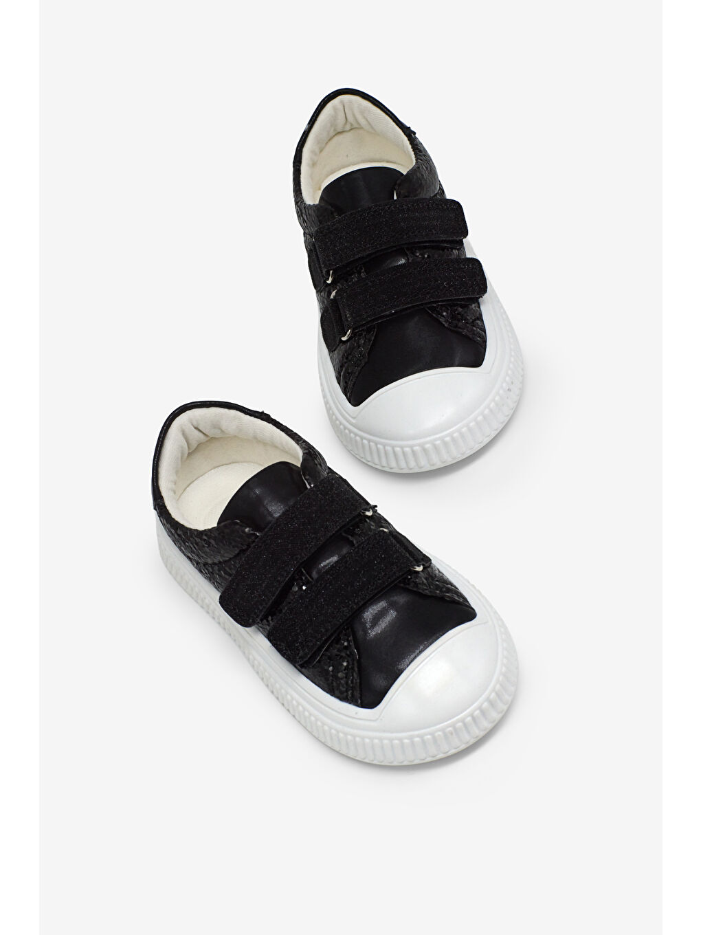 Çocuk Unisex Siyah Çoçuk Sim Detaylı Cırtlı Rahat Kalıp Sneaker