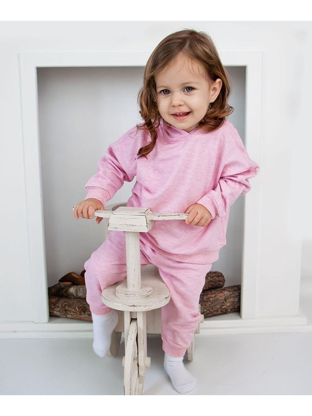 Pembe Kapüşonlu Sweat