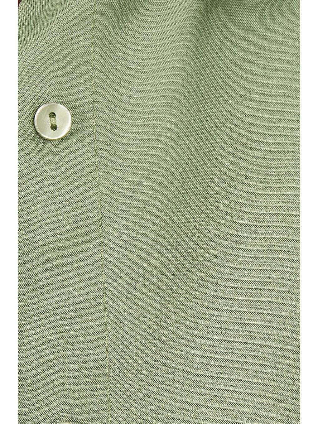 Yeşil Kadın Oversize Rahat Kesim Spor Yaka Uzun Kollu Basic Düz Mint Gömlek-5