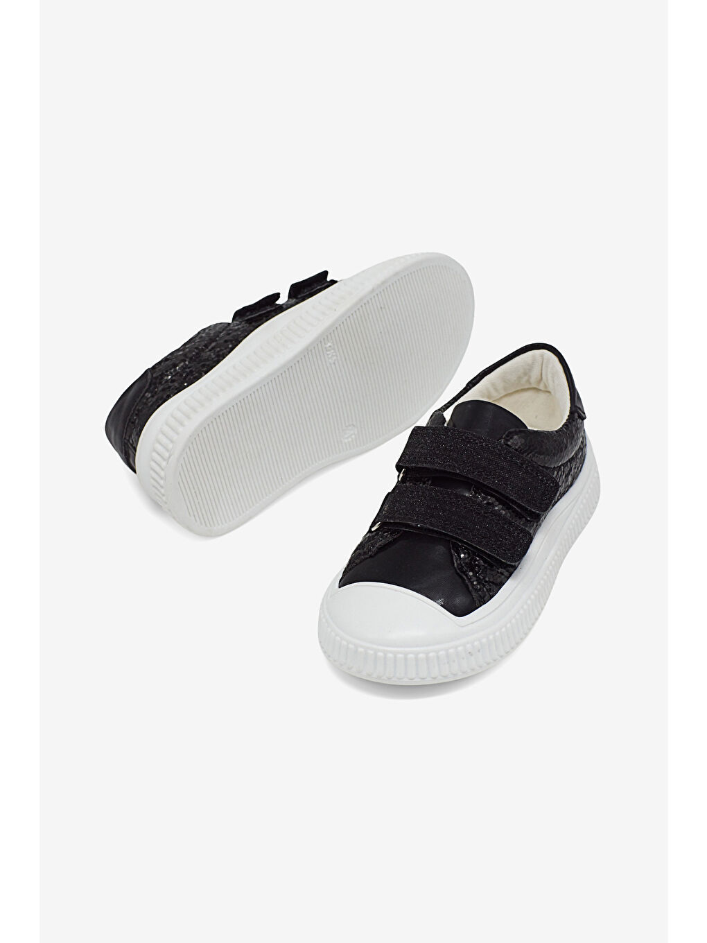 Çocuk Unisex Siyah Çoçuk Sim Detaylı Cırtlı Rahat Kalıp Sneaker-2