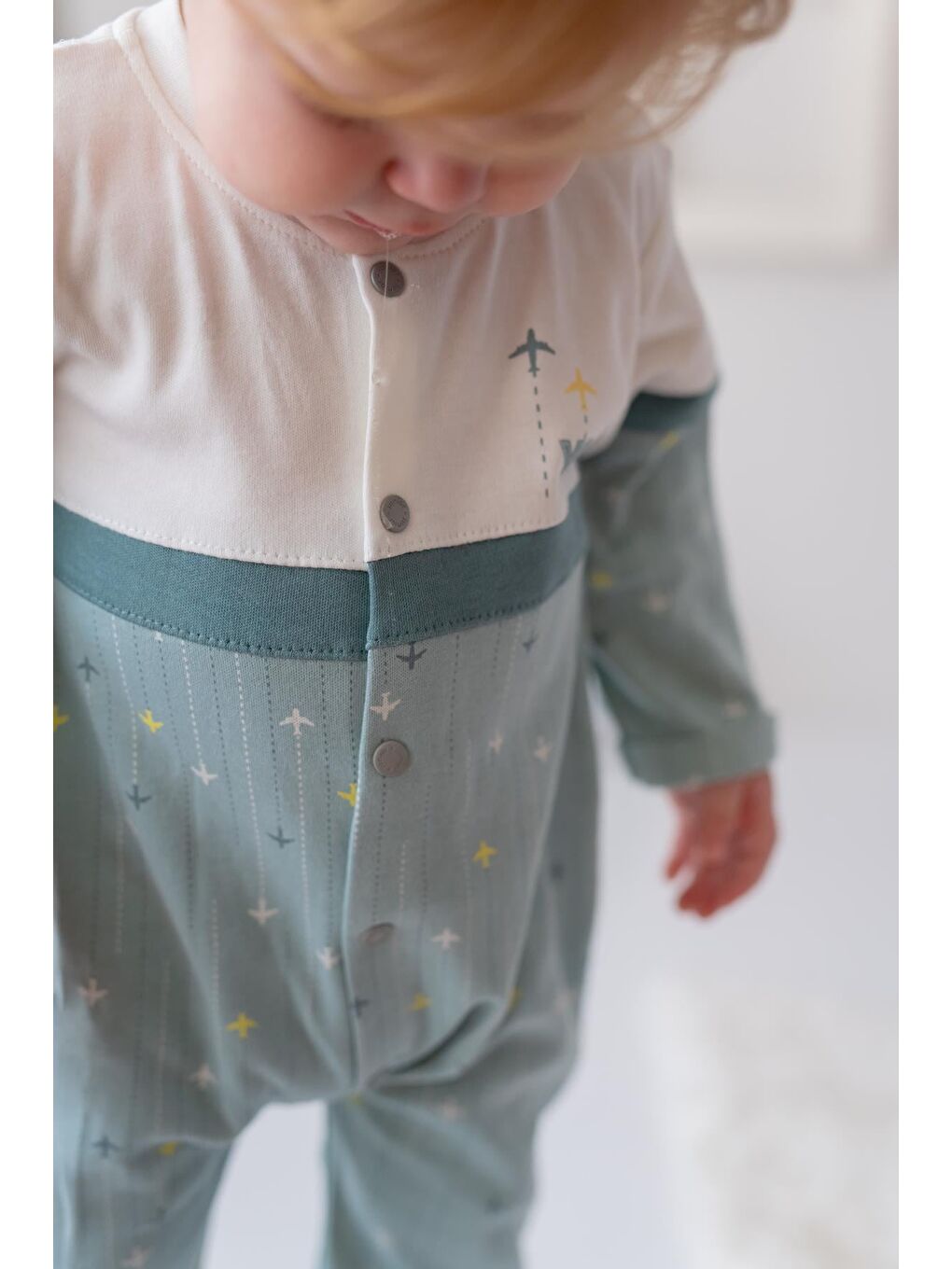 Yeşil Erkek Bebek Baskılı Örme Tulum - Mint-2