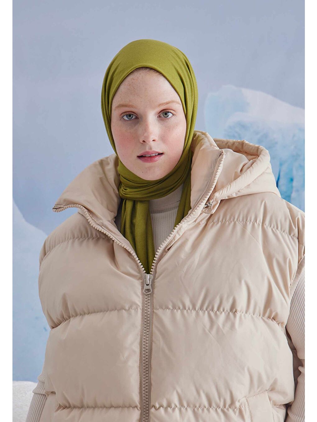 Penye Şal Zeytin Yeşili-1