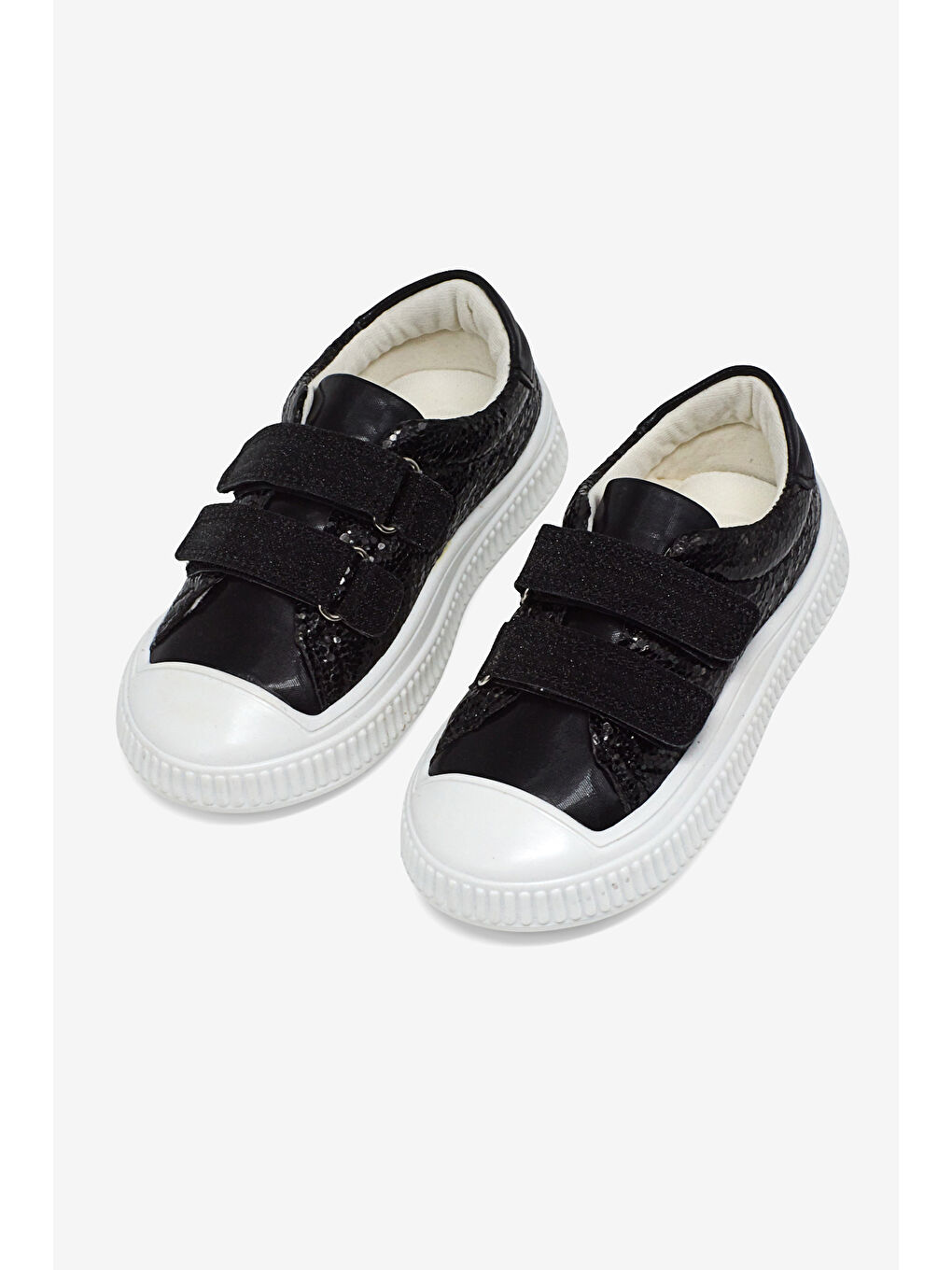 Çocuk Unisex Siyah Çoçuk Sim Detaylı Cırtlı Rahat Kalıp Sneaker-3