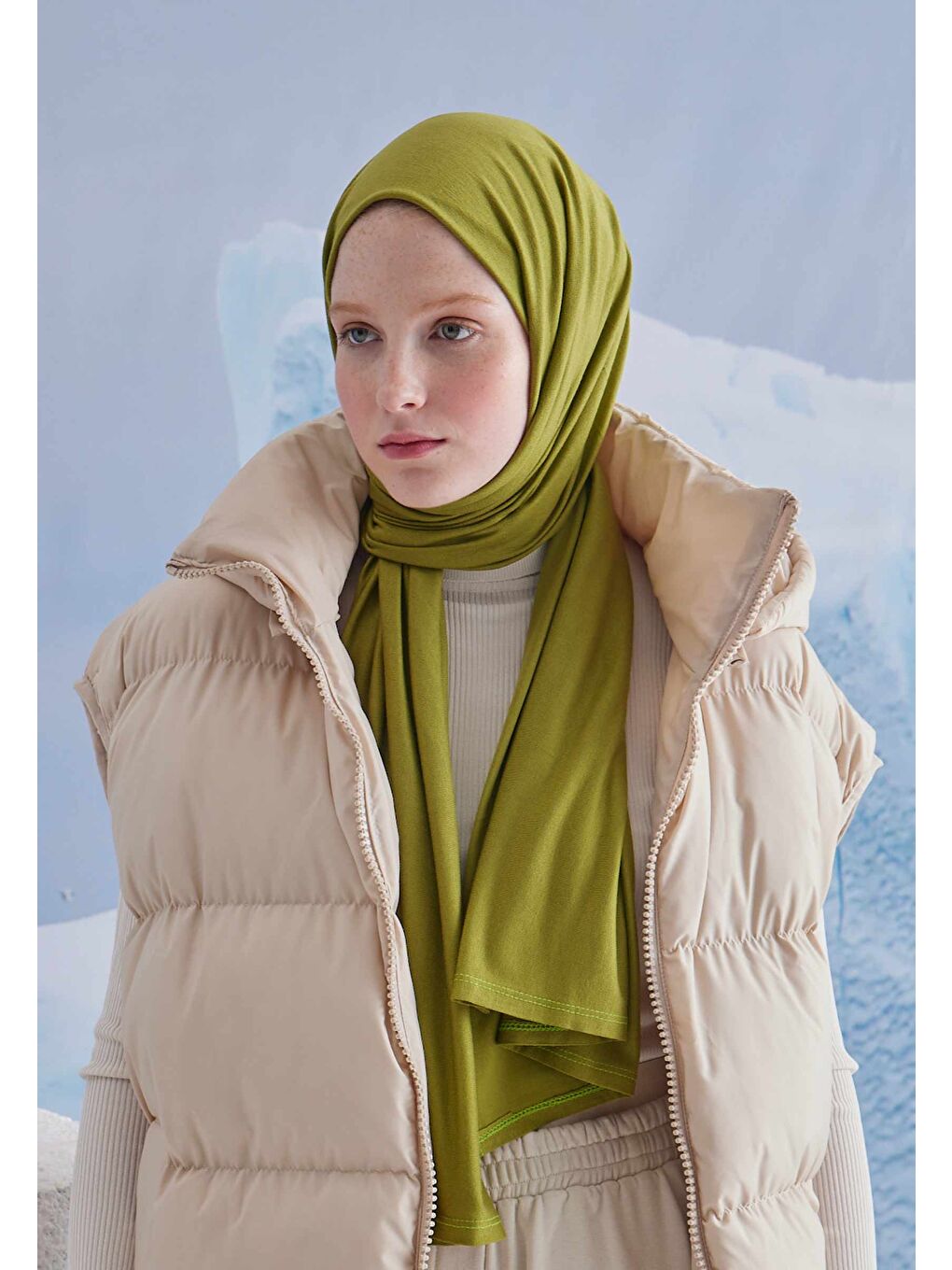 Penye Şal Zeytin Yeşili-3