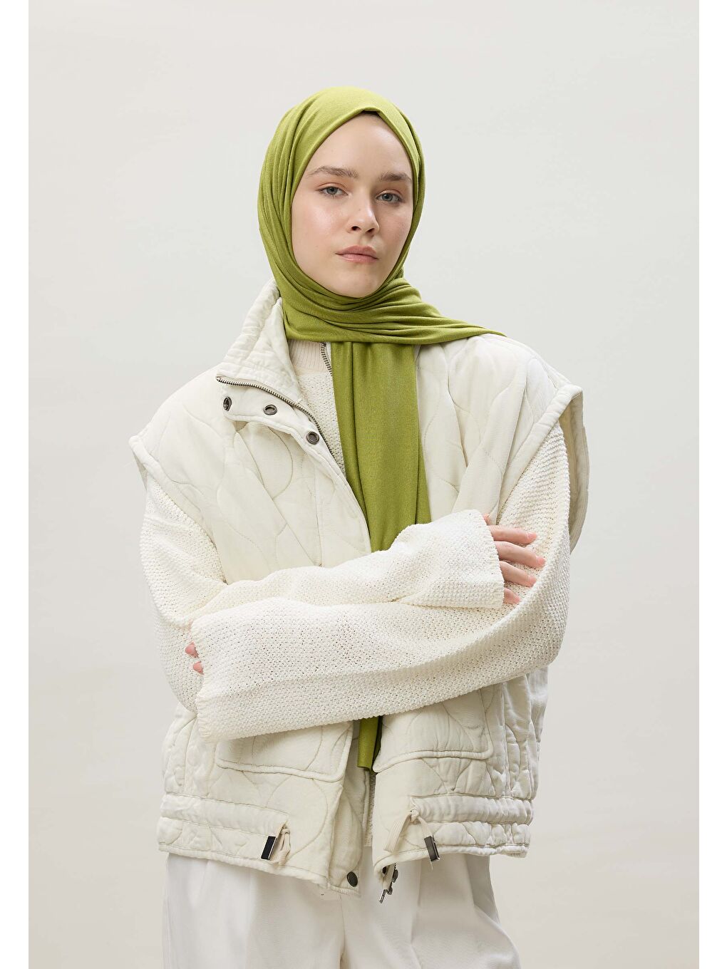 Penye Şal Zeytin Yeşili-4