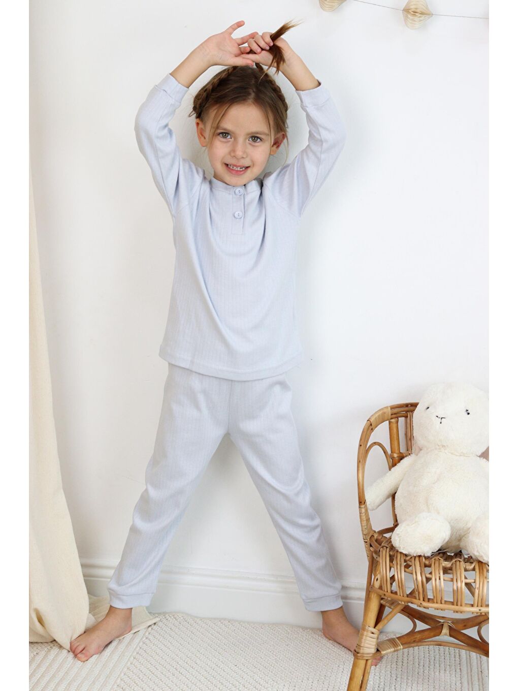 Harika KIDS Koyu Mavi Kız-Erkek (Unisex) Çocuk İnterlok  Kumaş Orta Kalınlıkta  Pamuklu Pijama Takımı