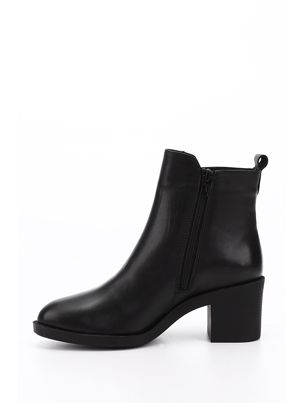 Mor Kadın ZÜMRÜT-SİYAH Fermuarlı Kalın Topuklu Hakiki Deri Bot-2