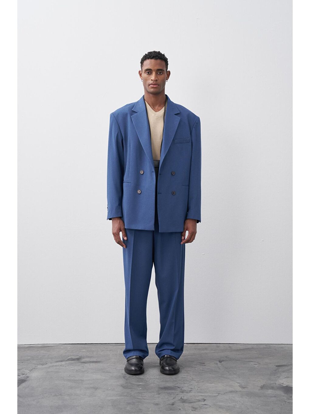 İndigo Rahat Kalıp Kruvaze Takım Elbise