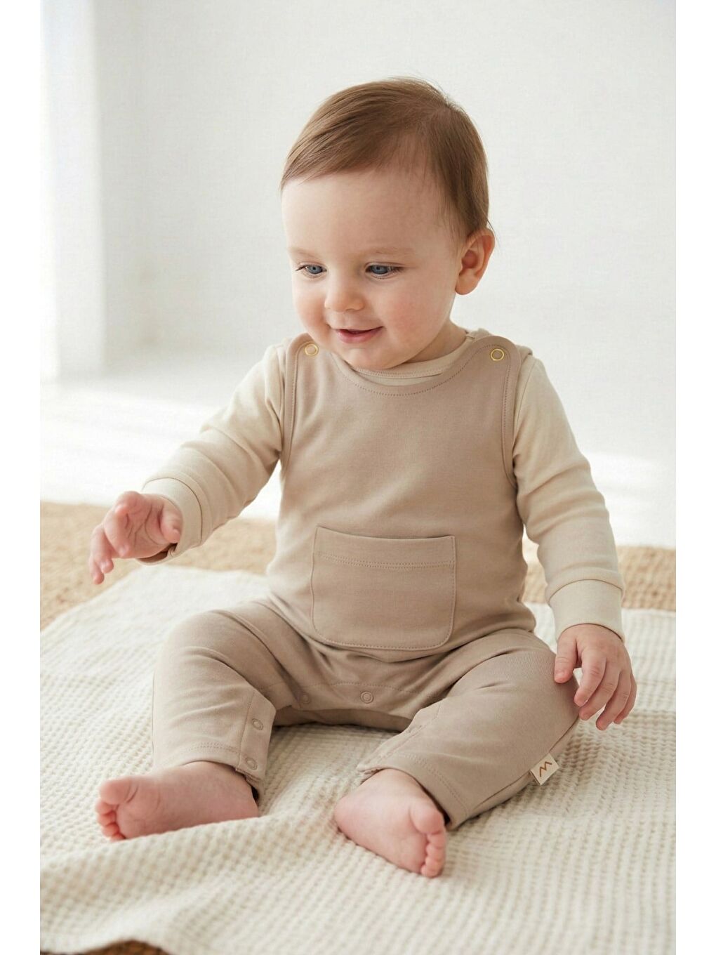 Unisex Bebek Organik Tulum - Ekru-1