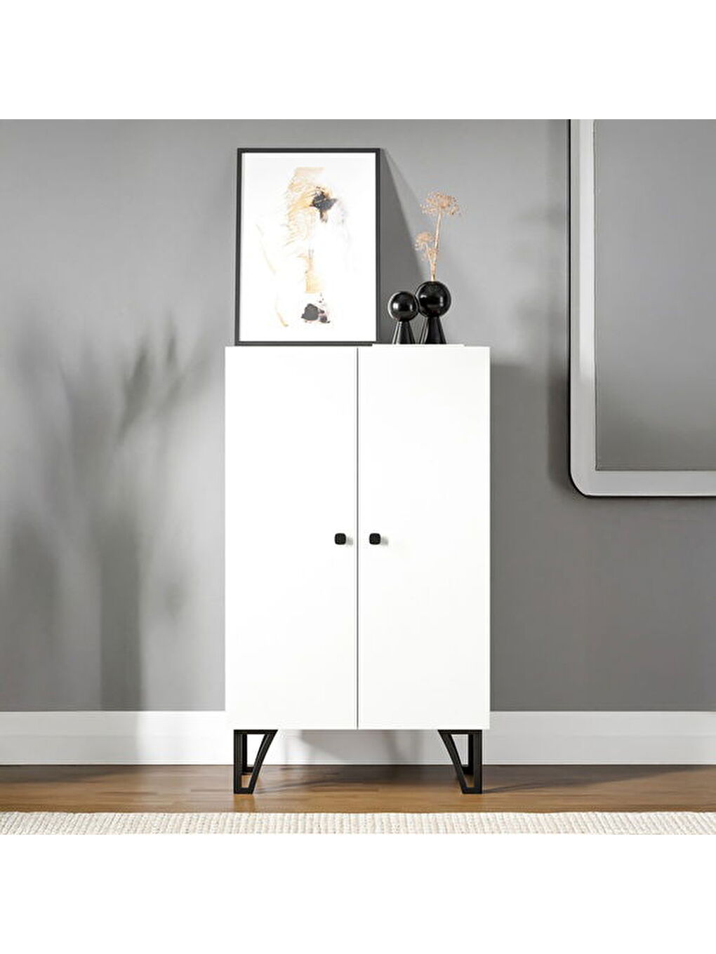 Çok Amaçlı Dolap - Beyaz - 104x28x60 cm