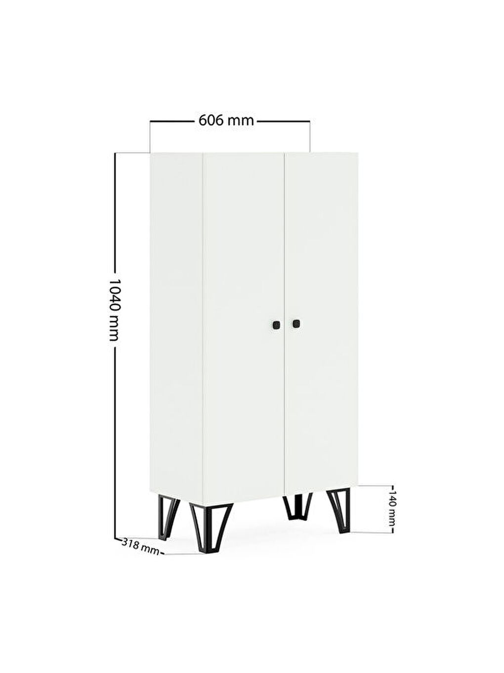 Çok Amaçlı Dolap - Beyaz - 104x28x60 cm-3