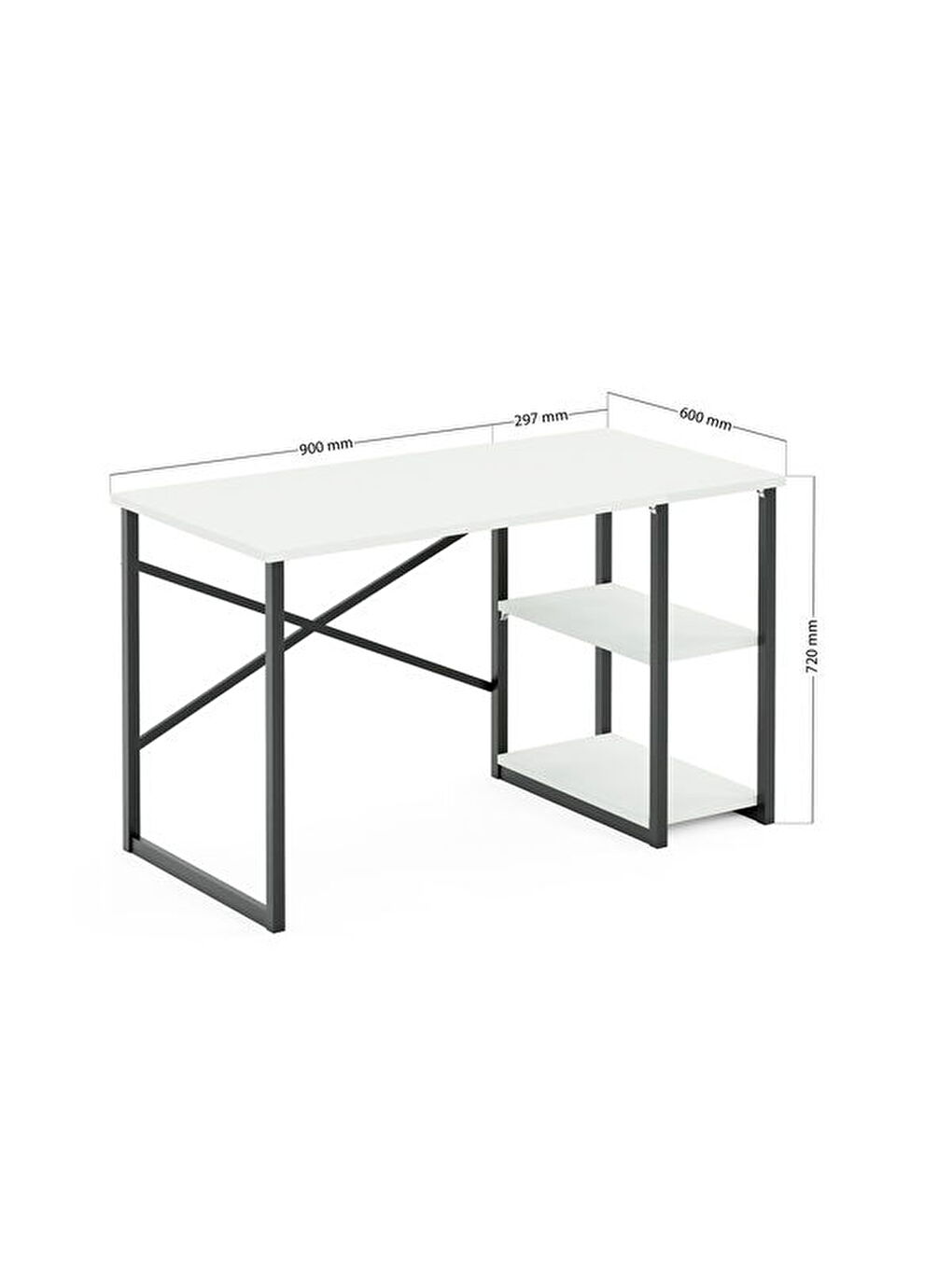 Raflı Çalışma Masası - Beyaz - 120 cm-1