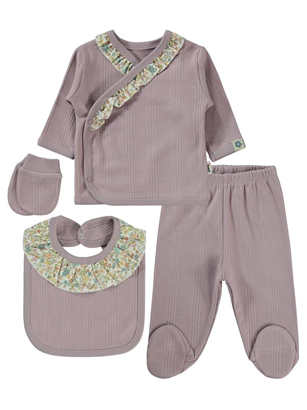 Baby Çizgi Raporlu Zıbın Takımları - Lila0-1 Ay