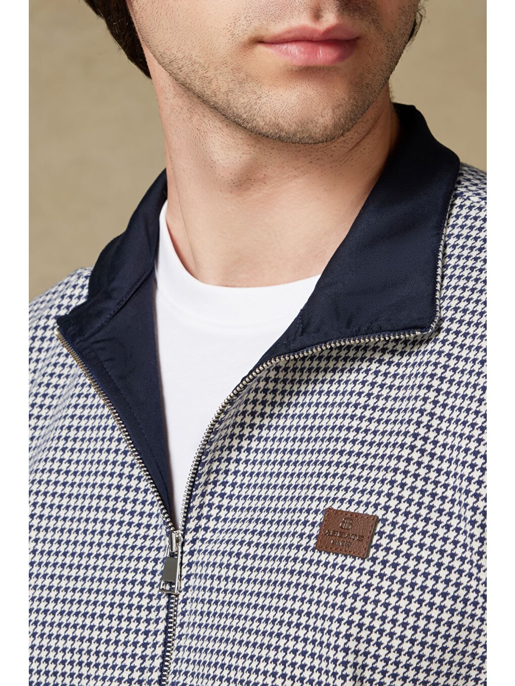 Edon Örme Kumaş Pamuklu Modern Fit Lacivert Dik Yaka Erkek Desenli Sweatshirt-1